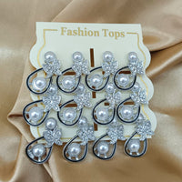 Urthn Pearl And Austrain Stone Set Of 6 Stud Earrings Combo