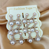Urthn Pearl And Austrain Stone Set Of 6 Stud Earrings Combo
