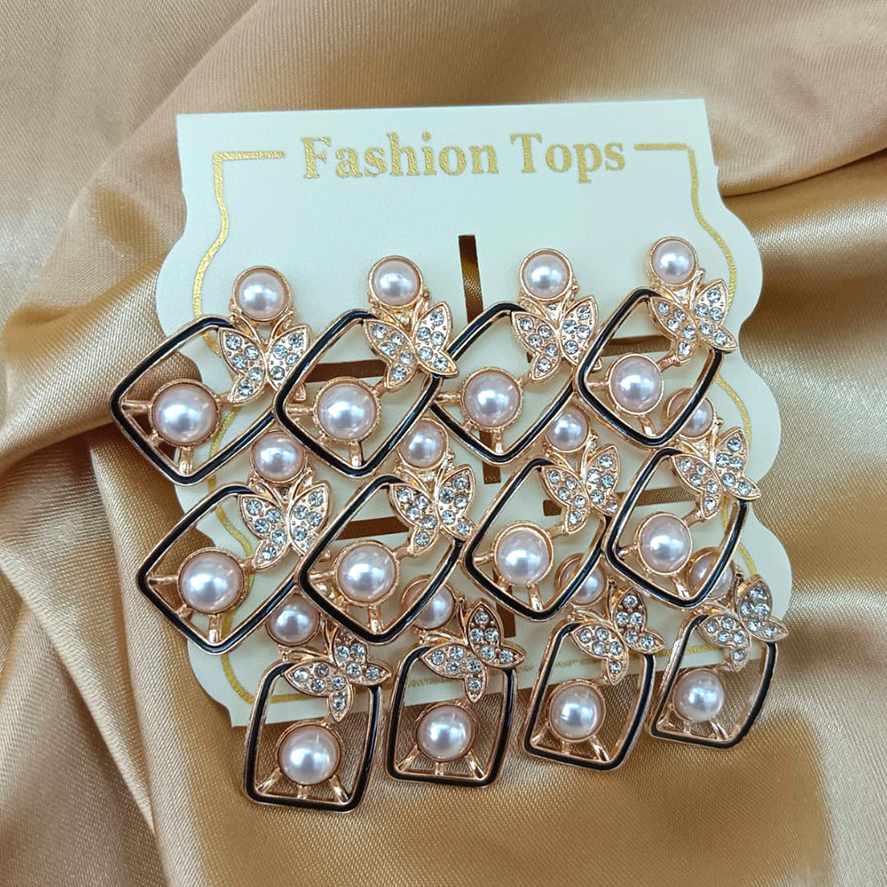 Urthn Pearl And Austrain Stone Set Of 6 Stud Earrings Combo