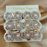 Urthn Pearl And Austrain Stone Set Of 6 Stud Earrings Combo
