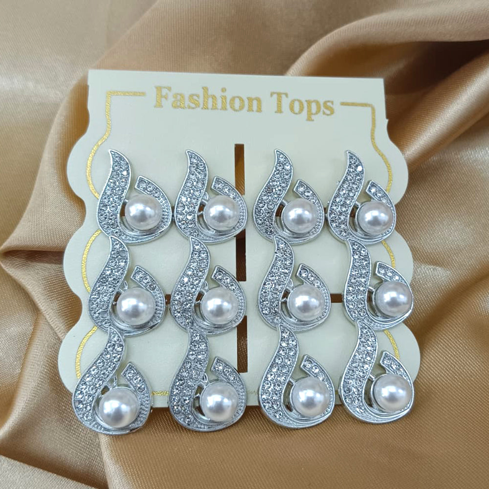 Urthn Pearl And Austrain Stone Set Of 6 Stud Earrings Combo