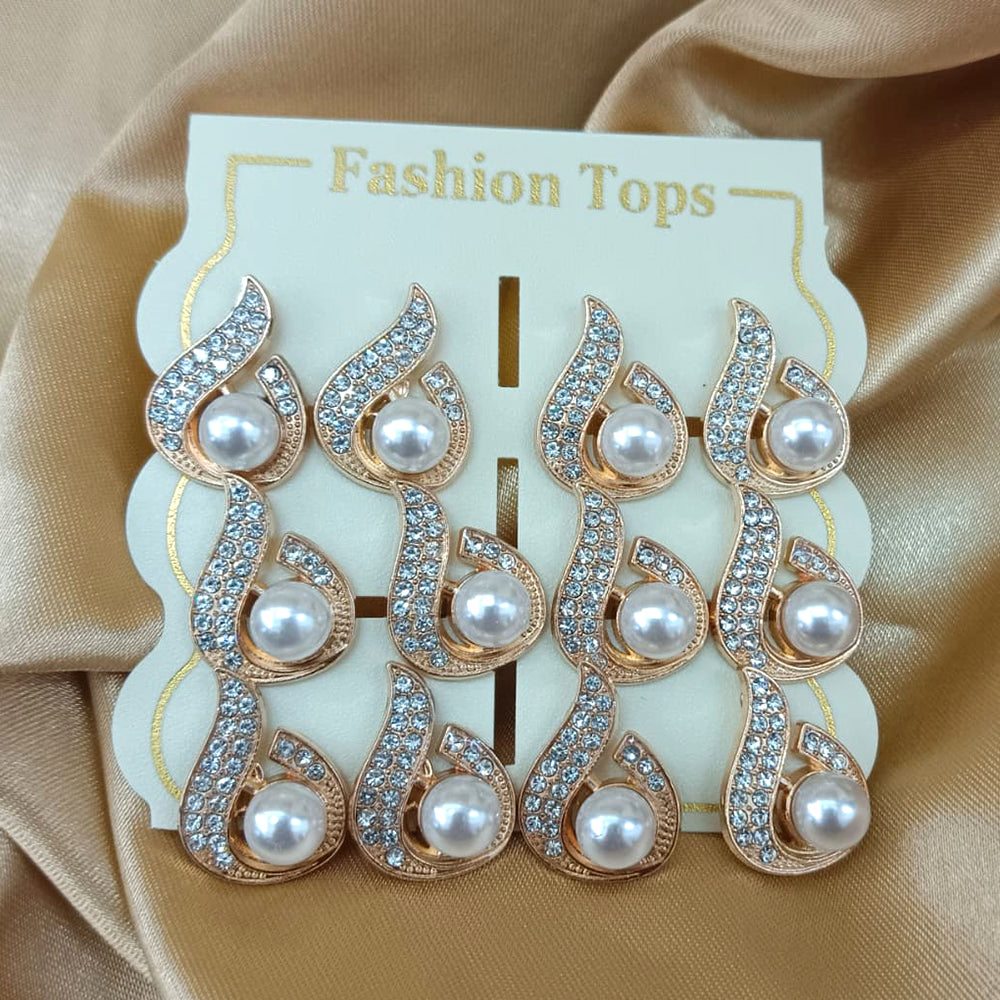 Urthn Pearl And Austrain Stone Set Of 6 Stud Earrings Combo