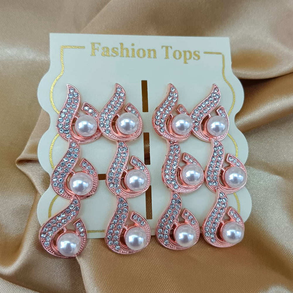 Urthn Pearl And Austrain Stone Set Of 6 Stud Earrings Combo