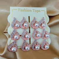 Urthn Pearl And Austrain Stone Set Of 6 Stud Earrings Combo