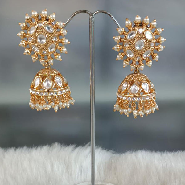 Tarangavi Gold Plated Kundan Stone Jhumki Earrings