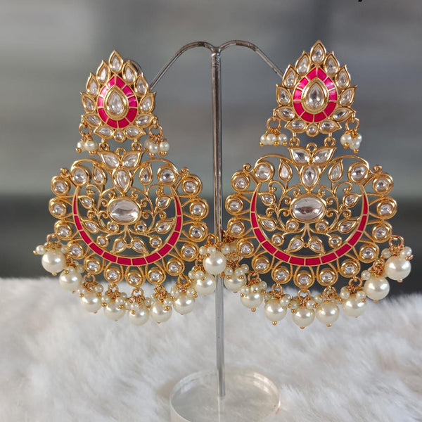 Tarangavi Gold Plated Kundan Stone Dangler Earrings
