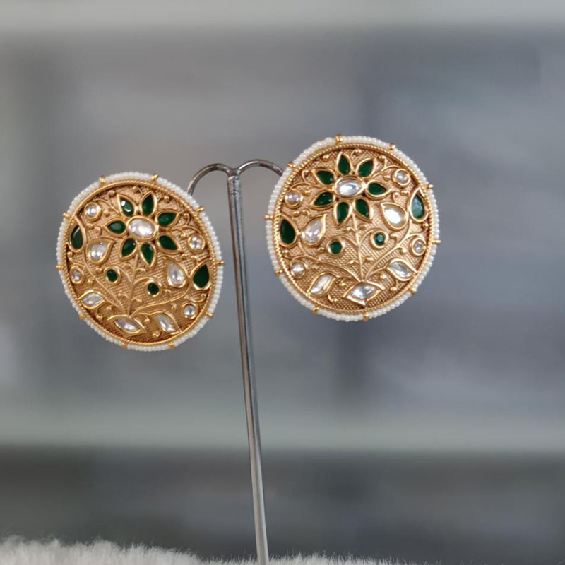 Tarangavi Gold Plated Kundan Stone Stud Earrings