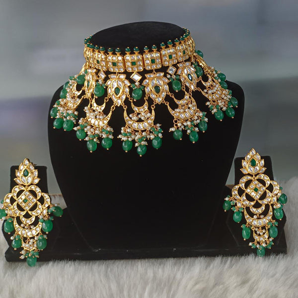 Tarangavi Gold Plated Kundan Stone Necklace Set