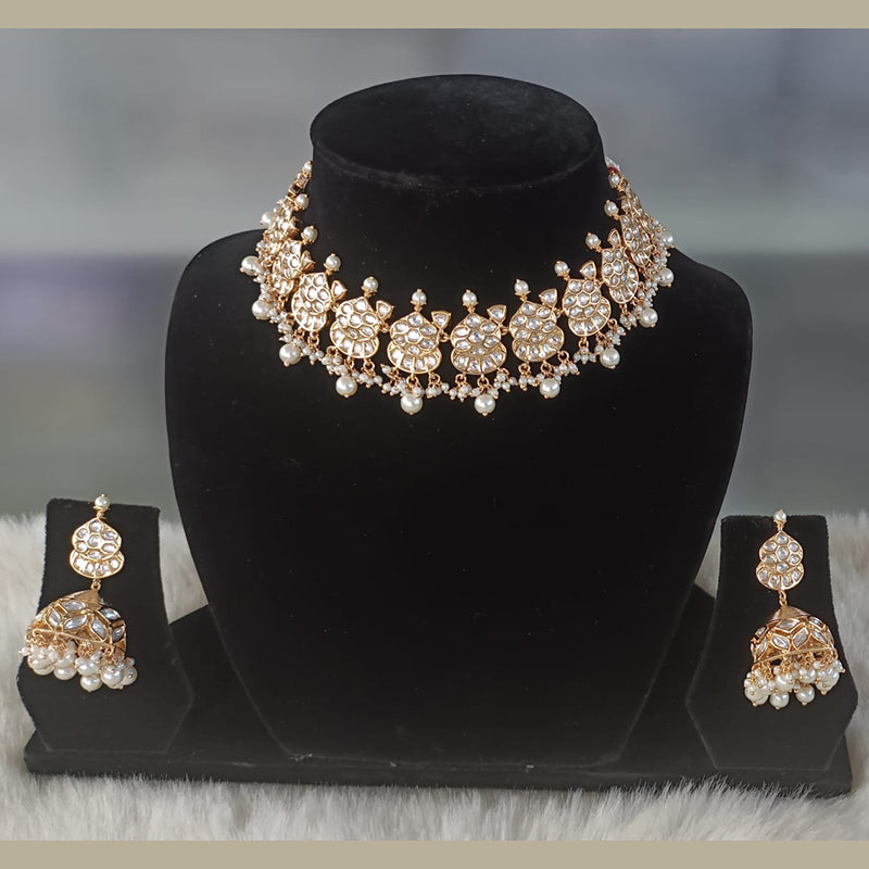 Tarangavi Gold Plated Kundan Stone Necklace Set