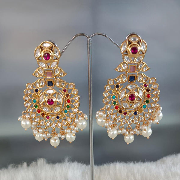 New Meenakari Work Shree Krishna Design Fancy Earrings Set By Zevar