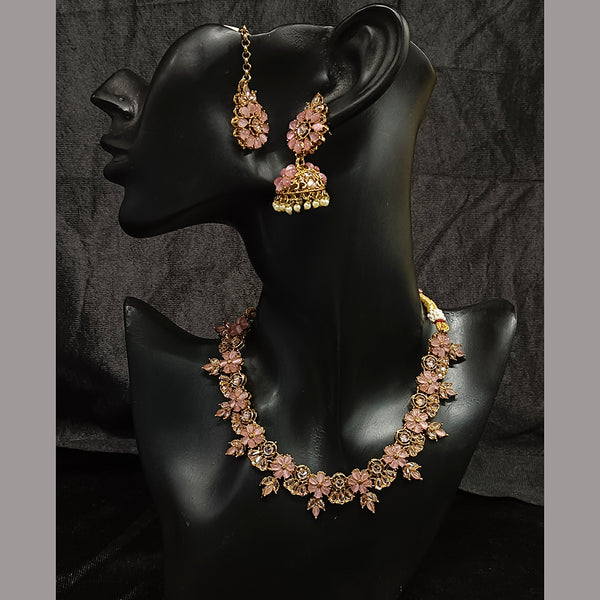 Tarangavi Copper Gold Reverse AD Stone Necklace Set