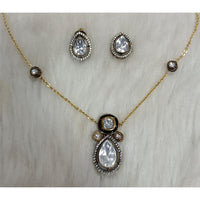 Tarangavi Copper Gold Plated Royal Polki Kundan And Meenakari Necklace Set