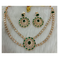 Tarangavi Copper Gold Plated Classic Pota Stone And Polki Kundan Necklace Set