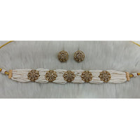 Tarangavi Copper Gold Plated Royal Polki Kundan Stone Choker Necklace Set