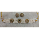 Tarangavi Copper Gold Plated Royal Polki Kundan Stone Choker Necklace Set