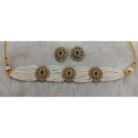 Tarangavi Copper Gold Plated Royal Polki Kundan Stone Choker Necklace Set