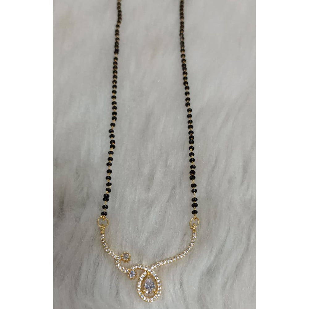 Tarangavi Austrian Stone And Black Beads Designer Mangalsutra