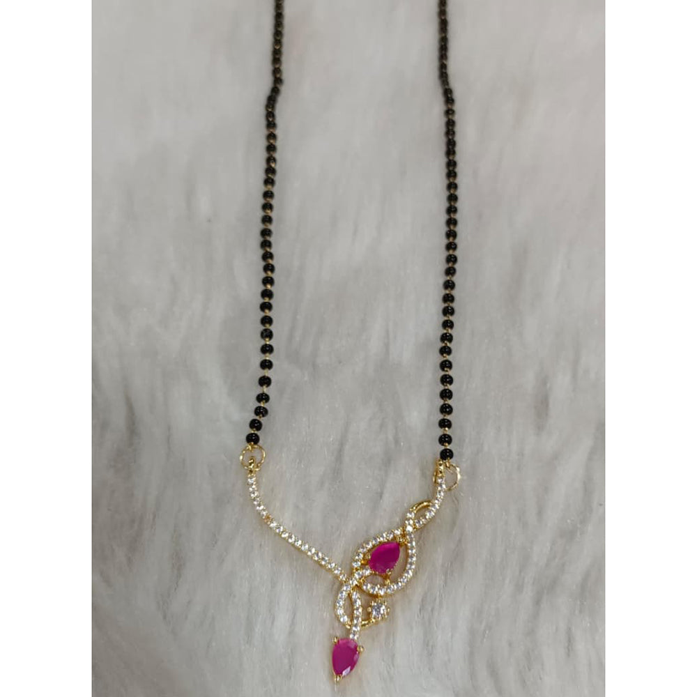 Tarangavi Austrian Stone And Black Beads Designer Mangalsutra