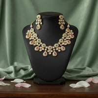 Tarangavi Premium Pota Stone Traditional Necklace Set