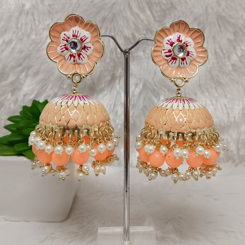 Darshana Jewels Gold Plated Meenakari Jhumki Earrings