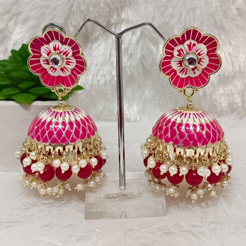 Darshana Jewels Gold Plated Meenakari Jhumki Earrings