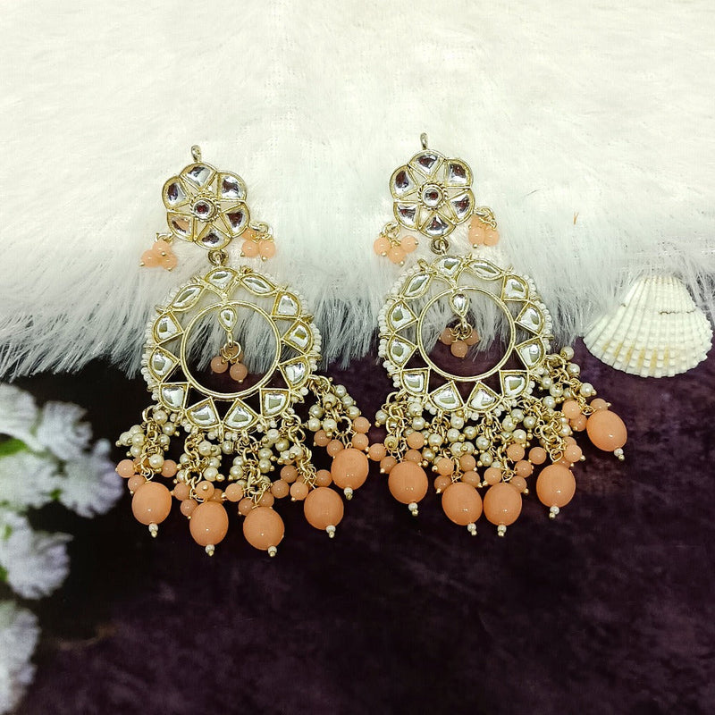 Darshana Jewels Gold Plated Kundan Dangler Earrings