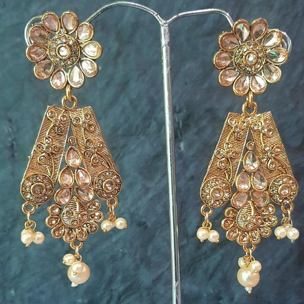 Shreeji Gold Plated Crystal Stone Dangler Earrings