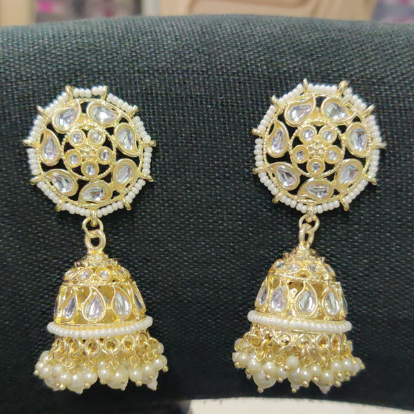 Shreeji Gold Plated Kundan Stone Jhumki Earrings