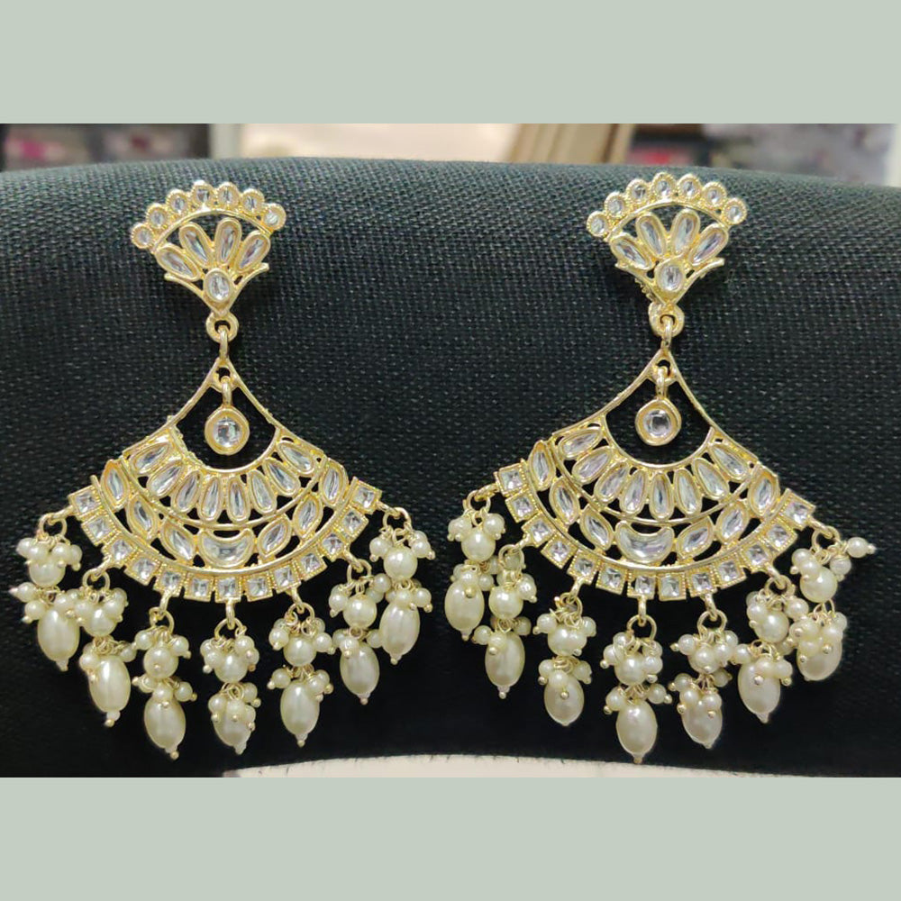 Shreeji Gold Plated Kundan Stone Dangler Earrings