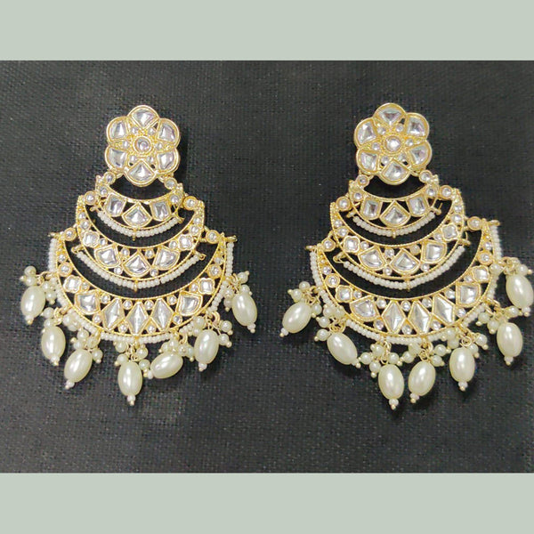 Shreeji Gold Plated Kundan Stone Dangler Earrings