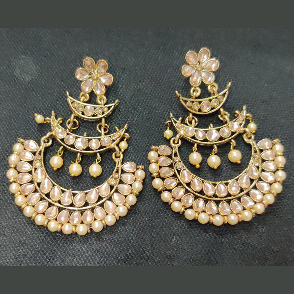 Shreeji Gold Plated Crystal Stone Dangler Earrings