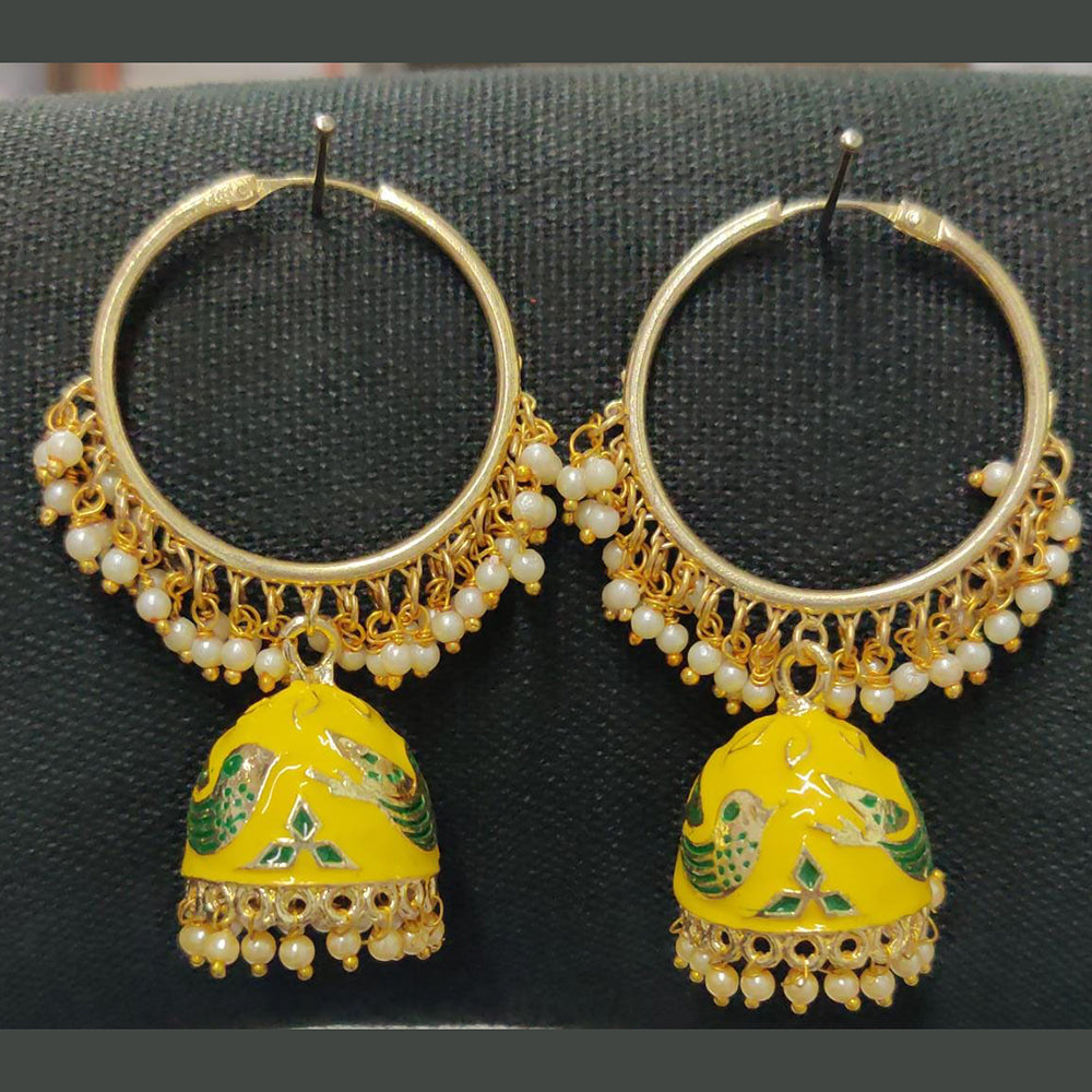 Shreeji Gold Plated Meenakari Jhumki Earrings