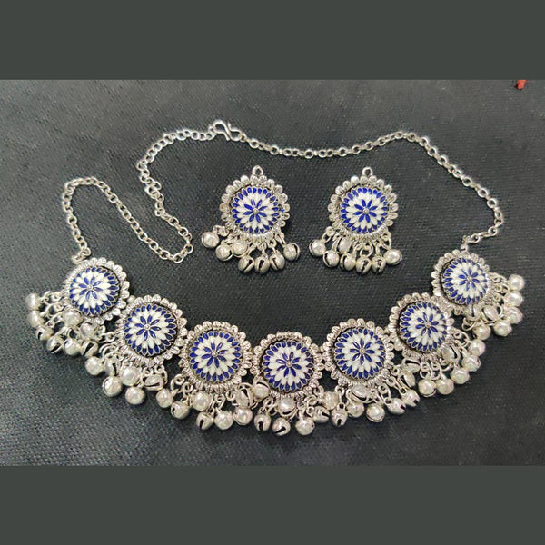 Shreeji Silver Plated Choker Necklace Set