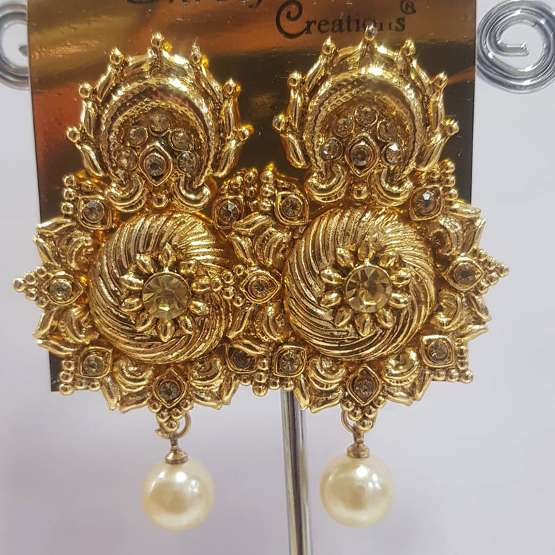 Shreeji Gold Plated Austrian Stone Dangler Earrings