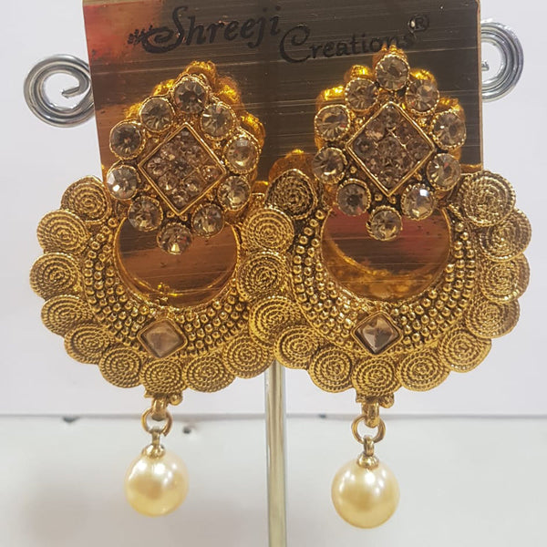 Shreeji Gold Plated Austrian Stone Dangler Earrings