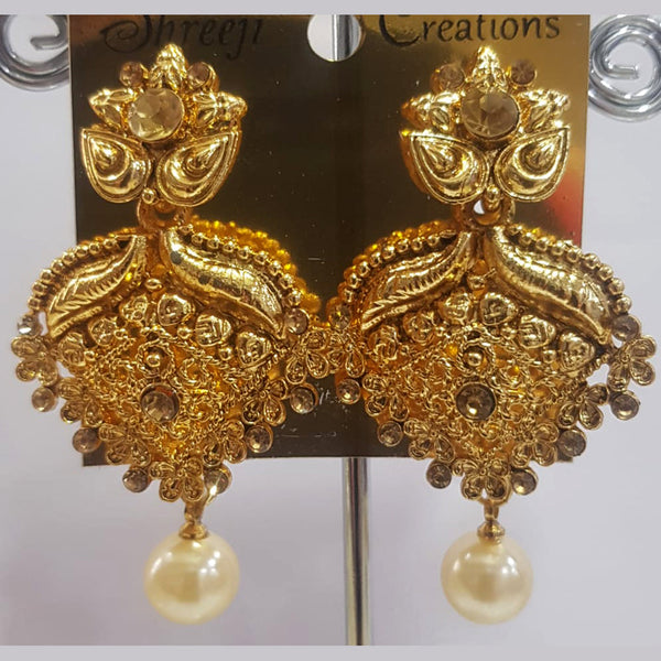 Shreeji Gold Plated Austrian Stone Dangler Earrings