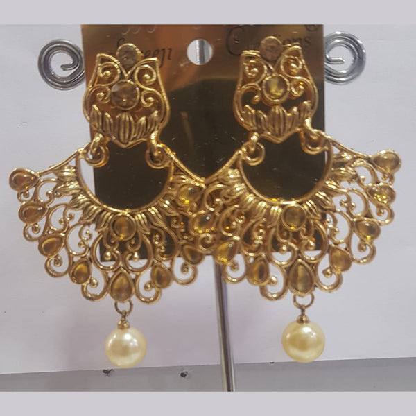 Shreeji Gold Plated Austrian Stone Dangler Earrings