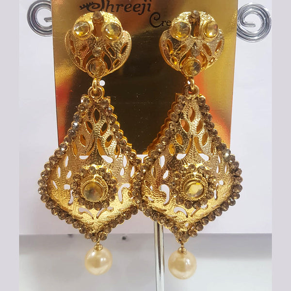 Shreeji Gold Plated Austrian Stone Dangler Earrings