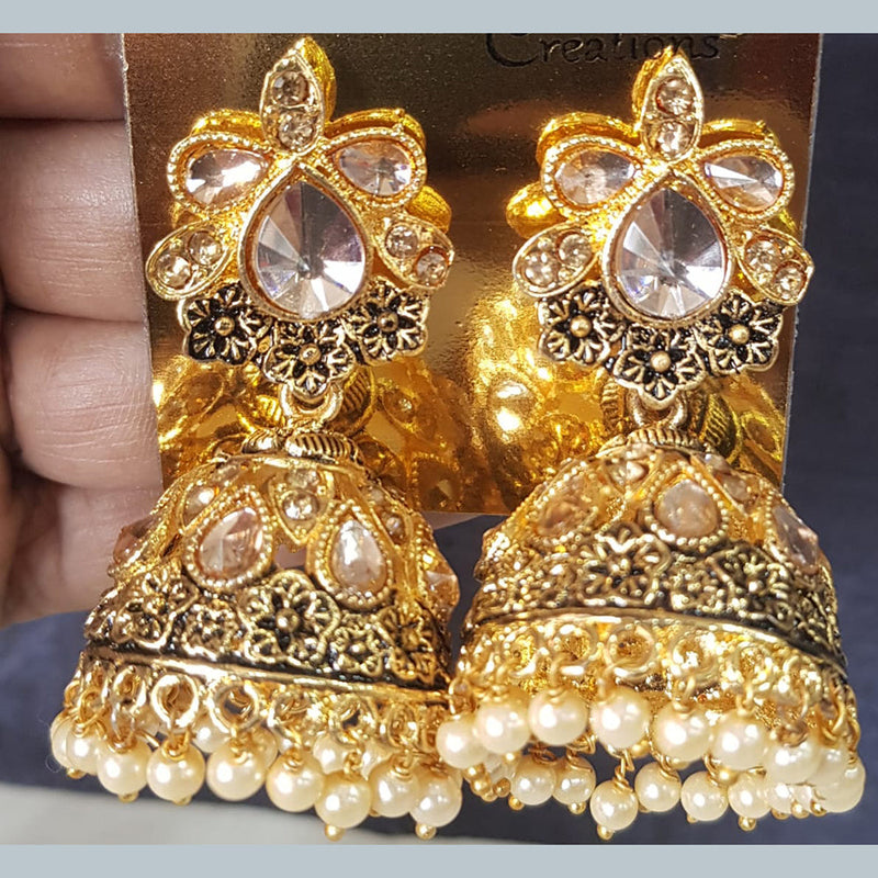 Shreeji Gold Plated Crystal Stone Jhumki Earrings