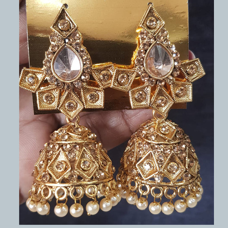 Shreeji Gold Plated Crystal Stone Jhumki Earrings