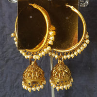 Shreeji Gold Plated Crystal Stone Jhumki Earrings