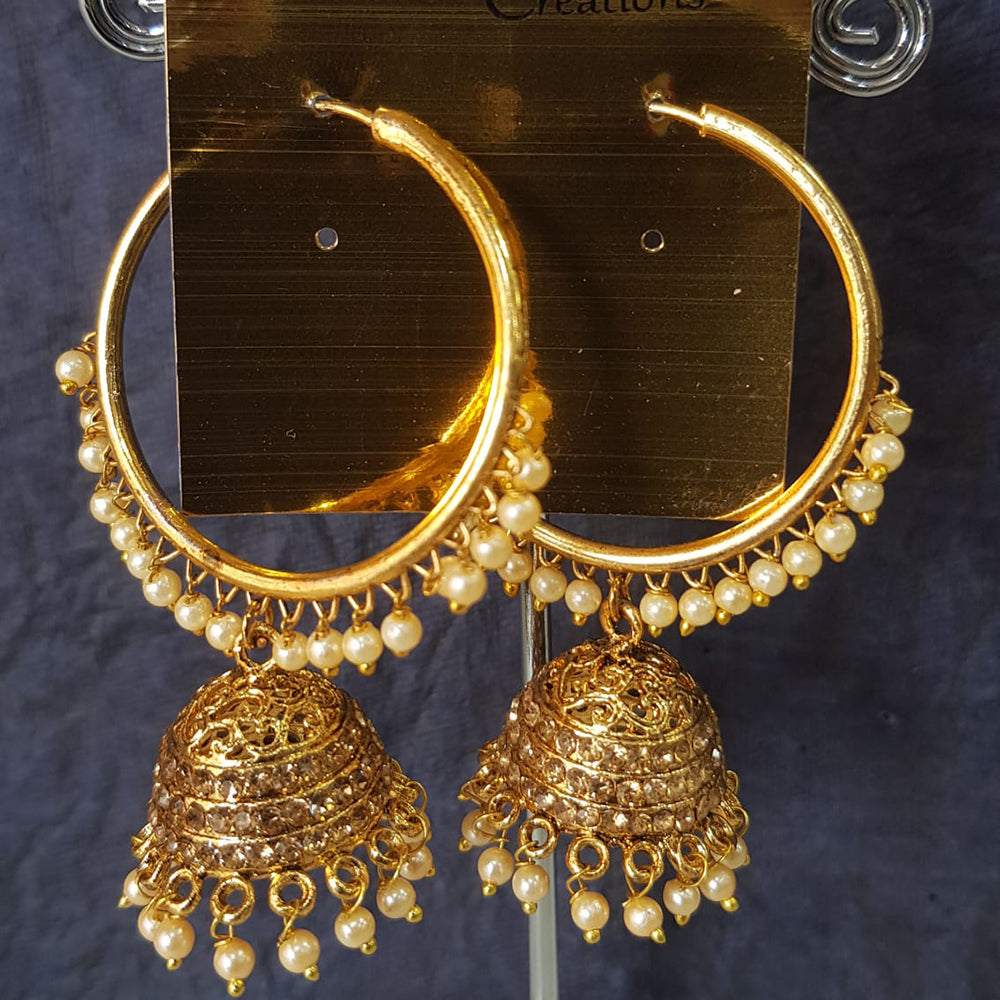 Shreeji Gold Plated Crystal Stone Jhumki Earrings