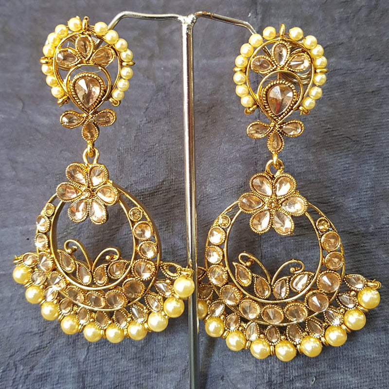 Shreeji Gold Plated Crystal  Stone Dangler Earrings