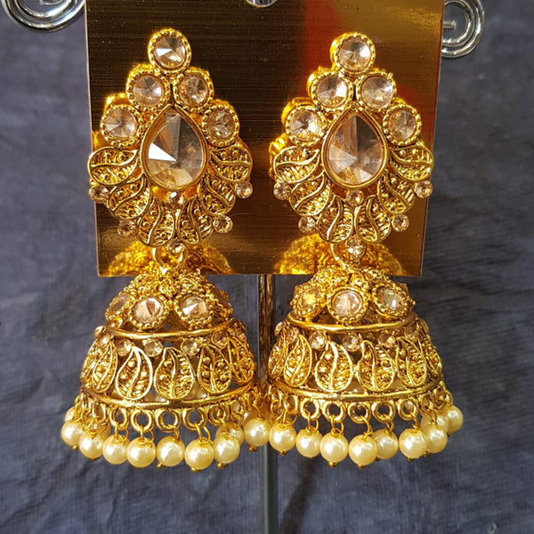 Shreeji Gold Plated Crystal Stone Jhumki Earrings