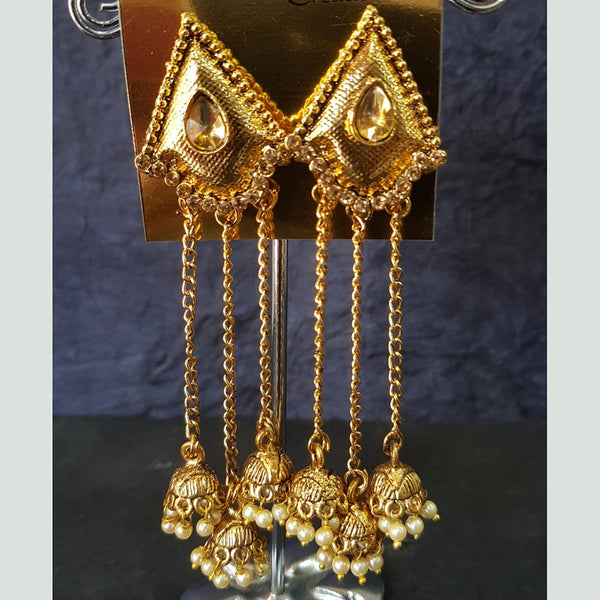 Shreeji Gold Plated Crystal  Stone Dangler Earrings