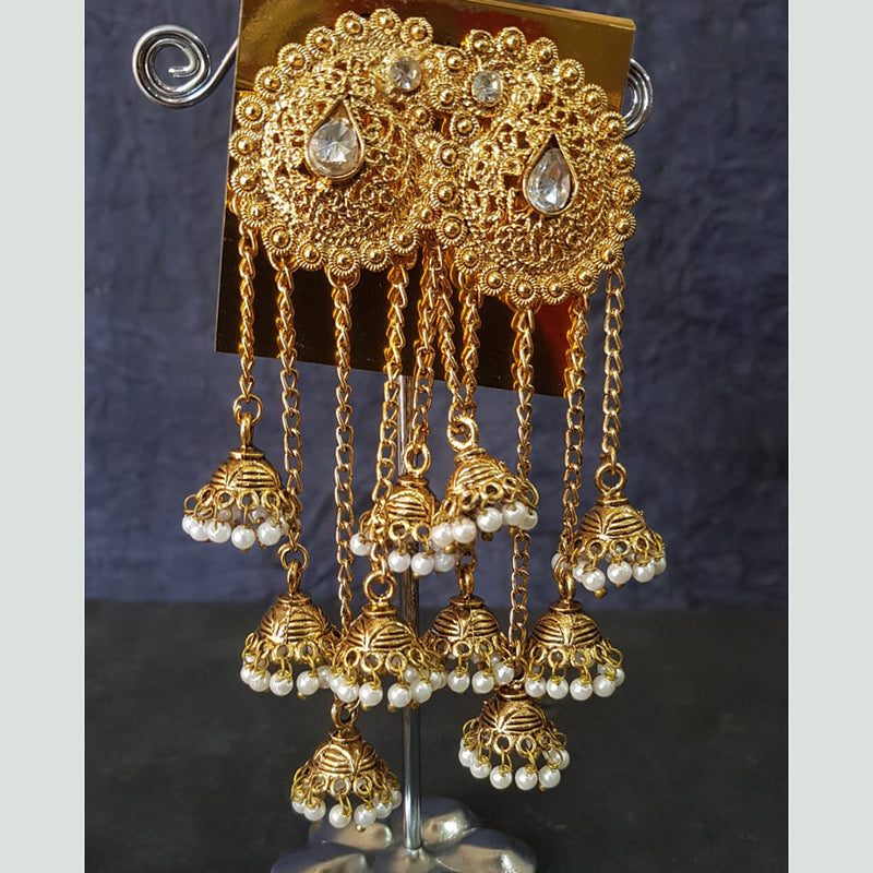 Shreeji Gold Plated Crystal  Stone Dangler Earrings