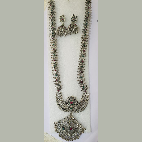 Shreeji Oxidised Plated Pota Stone Necklace Set