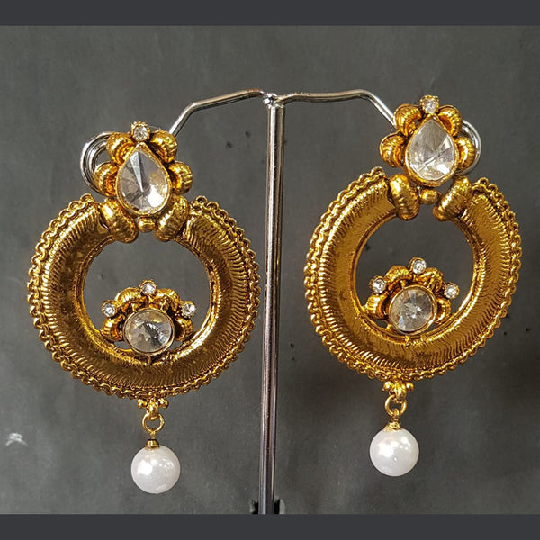 Shreeji Gold Plated Crystal Stone Dangler Earrings