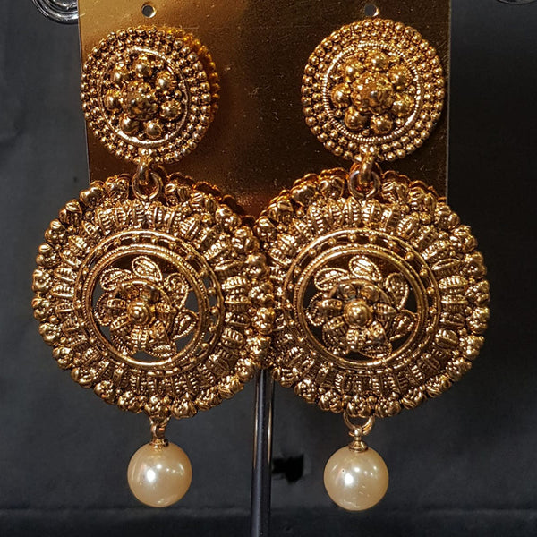 Shreeji Gold Plated Crystal Stone Dangler Earrings