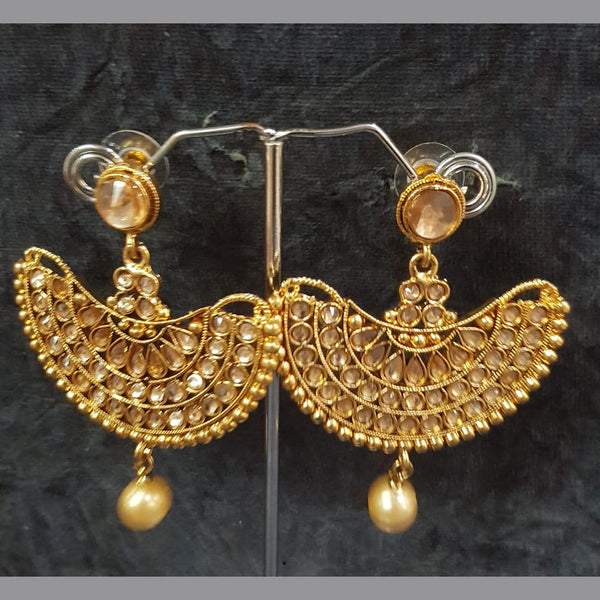 Shreeji Gold Plated Crystal Stone Dangler Earrings